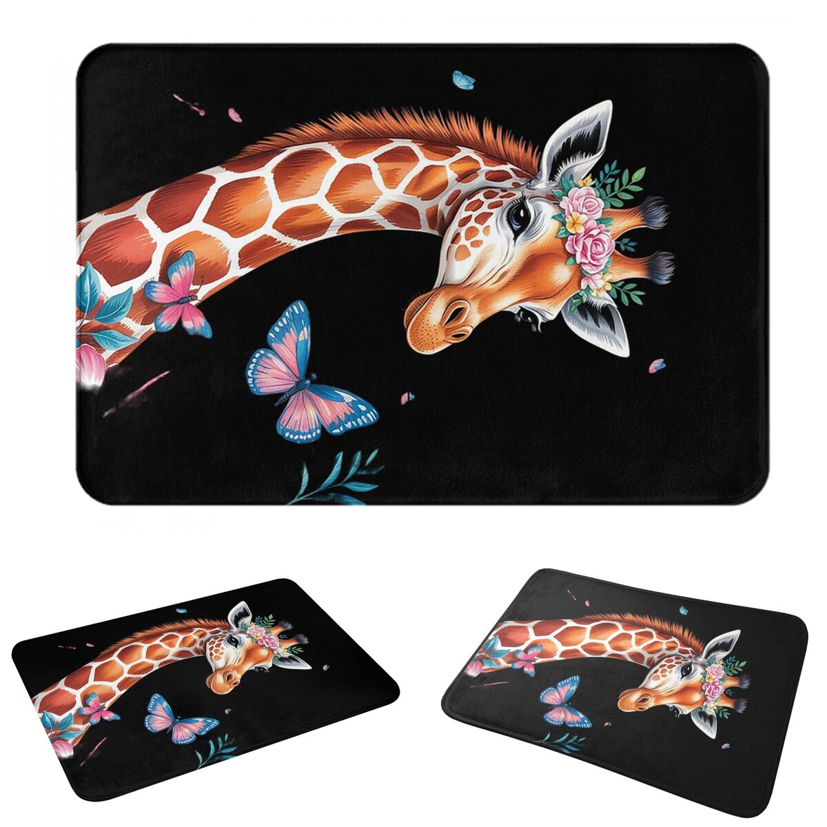 Kids Outdoor Floor Cushions - Cute Giraffe With Flowers I Kids