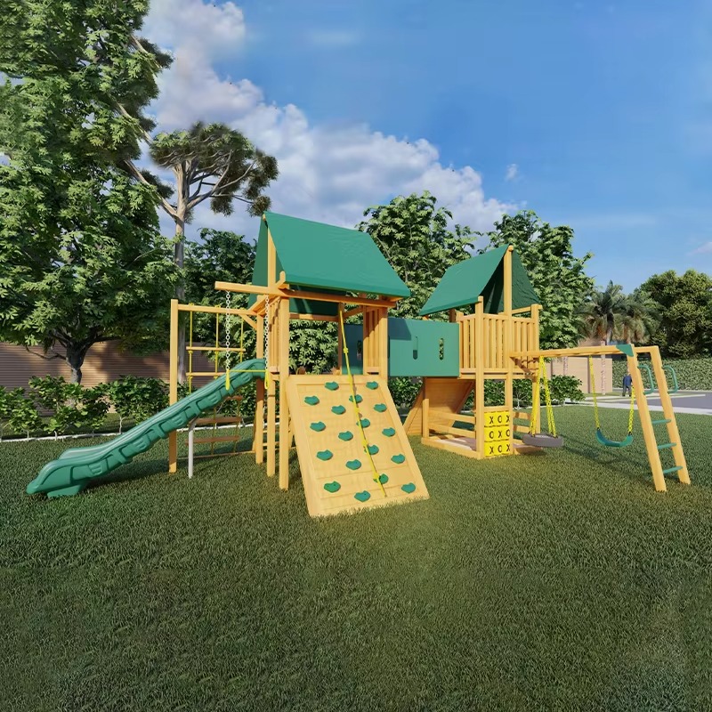 Large Wooden Tower Amusement P - Kids Outdoor Wooden Playset recension och pris