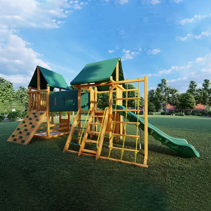 Large Wooden Tower Amusement P - Kids Outdoor Wooden Playset recension och pris