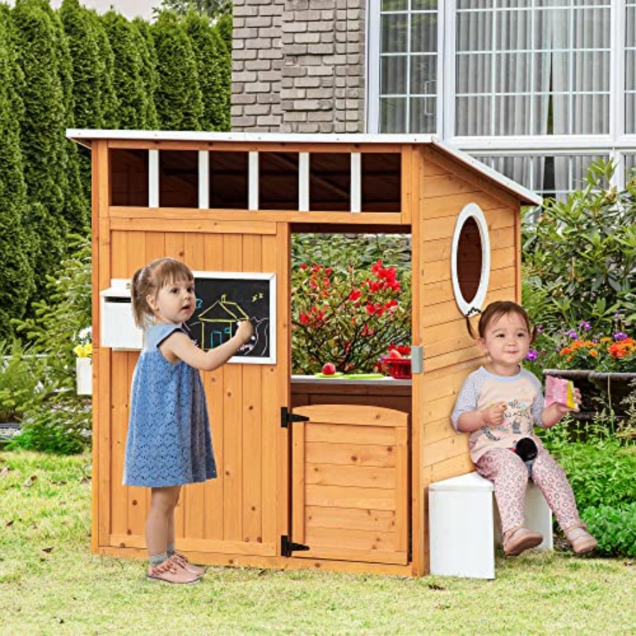 Outdoor Wooden Playhouse For K - Kids Outdoor Playhouse recension och pris