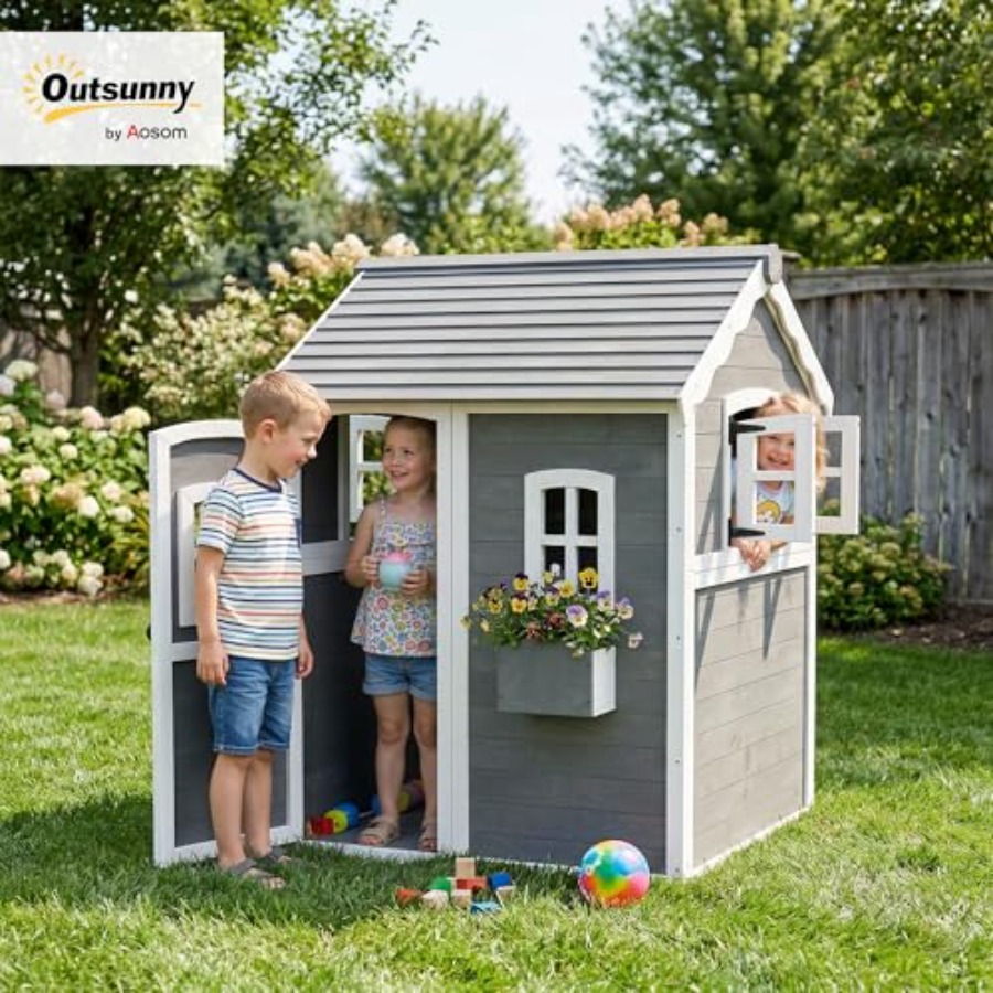 Outdoor wooden playhouse for k - Kids Outdoor Playhouse recension och pris