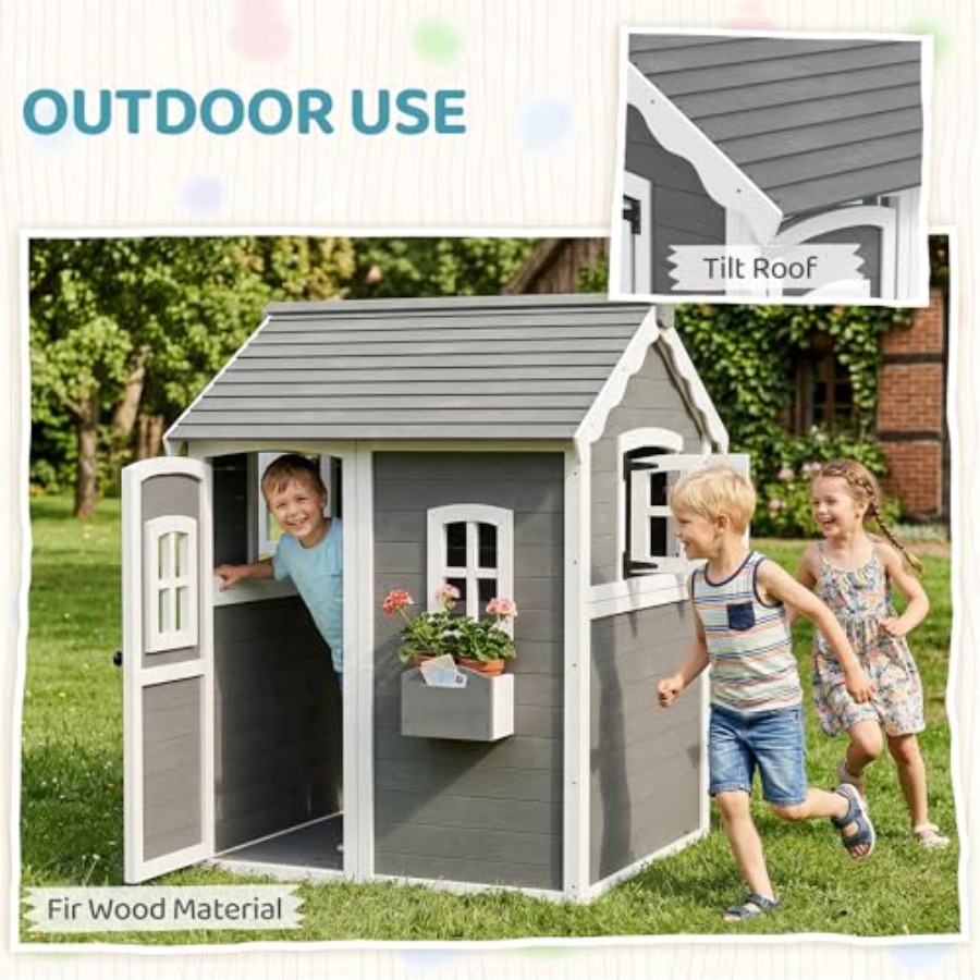 Outdoor wooden playhouse for k - Kids Outdoor Playhouse recension och pris