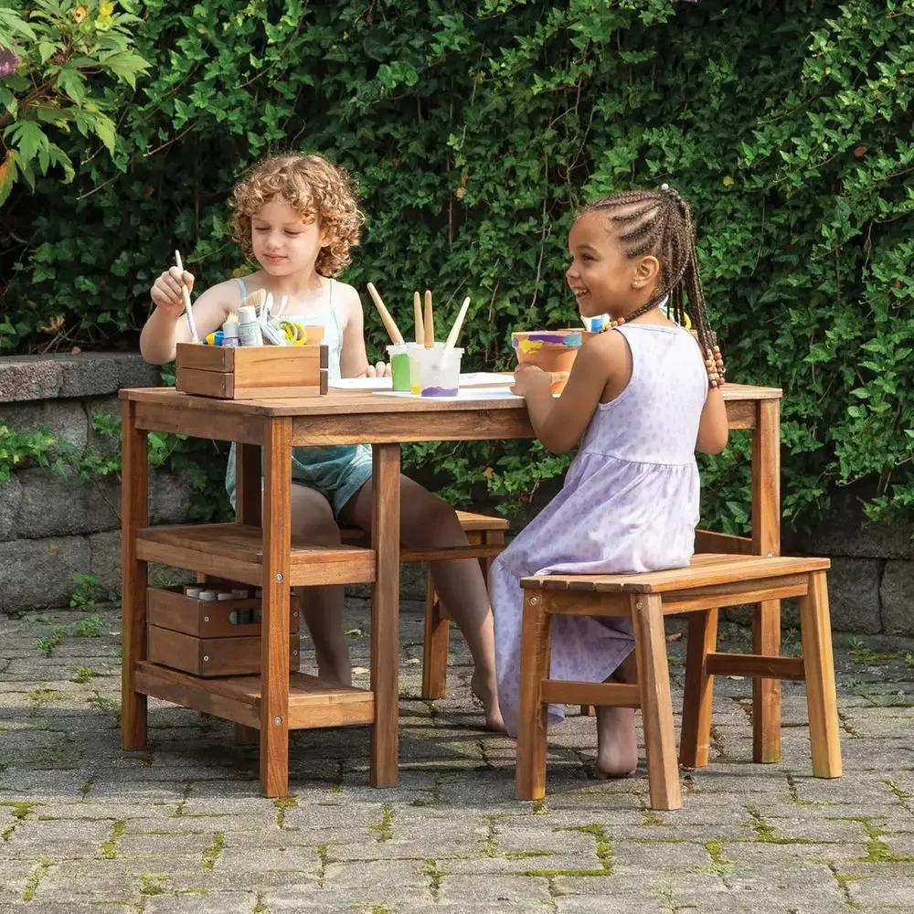 Kids Outdoor Crat Table and 2  - Kids Outdoor Wooden Playset recension och pris