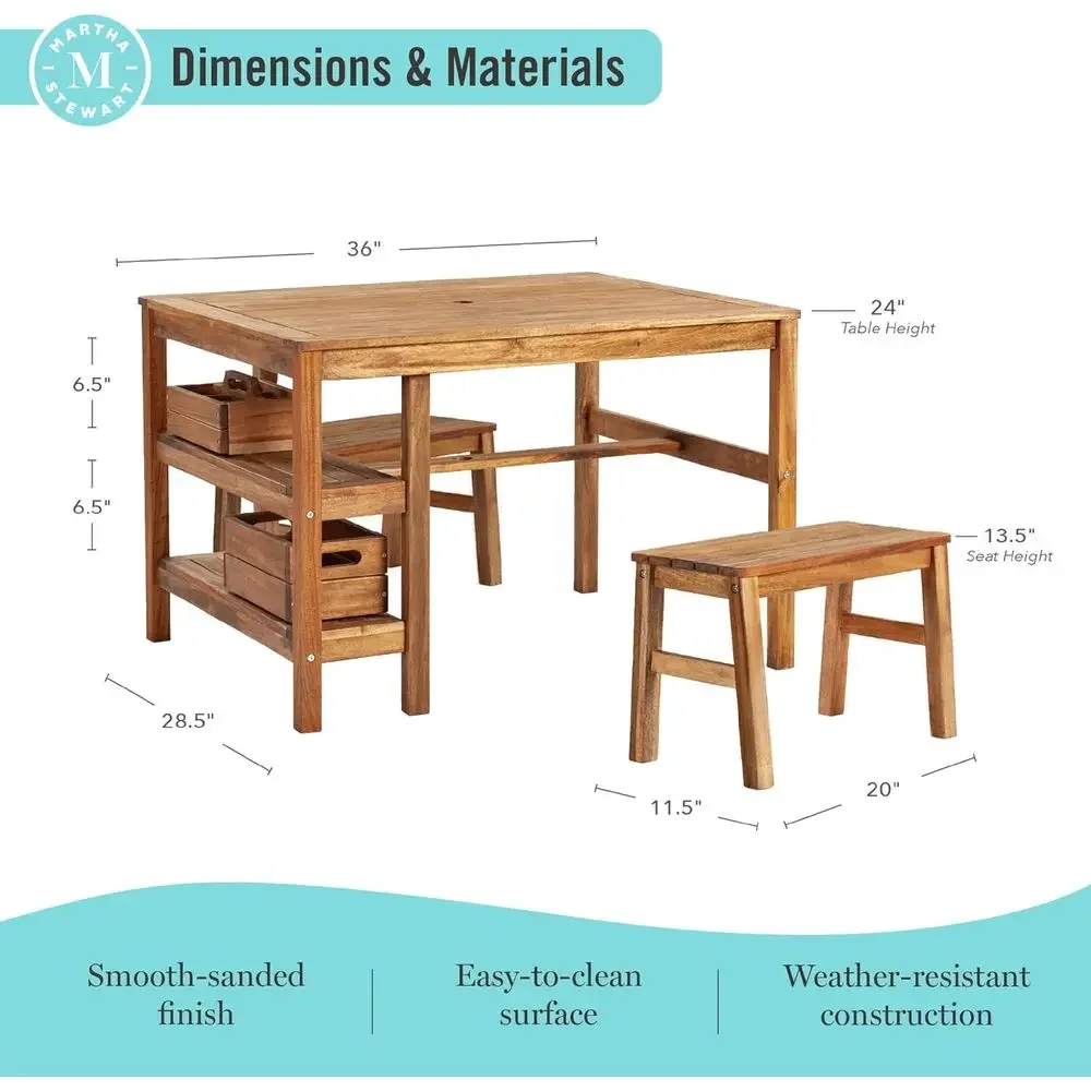 Kids Outdoor Crat Table and 2  - Kids Outdoor Wooden Playset recension och pris