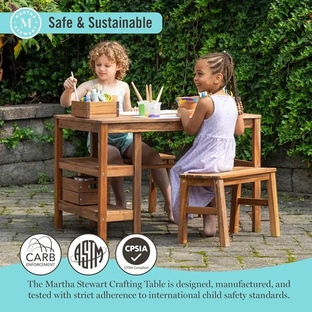 Kids Outdoor Crat Table and 2  - Kids Outdoor Wooden Playset recension och pris