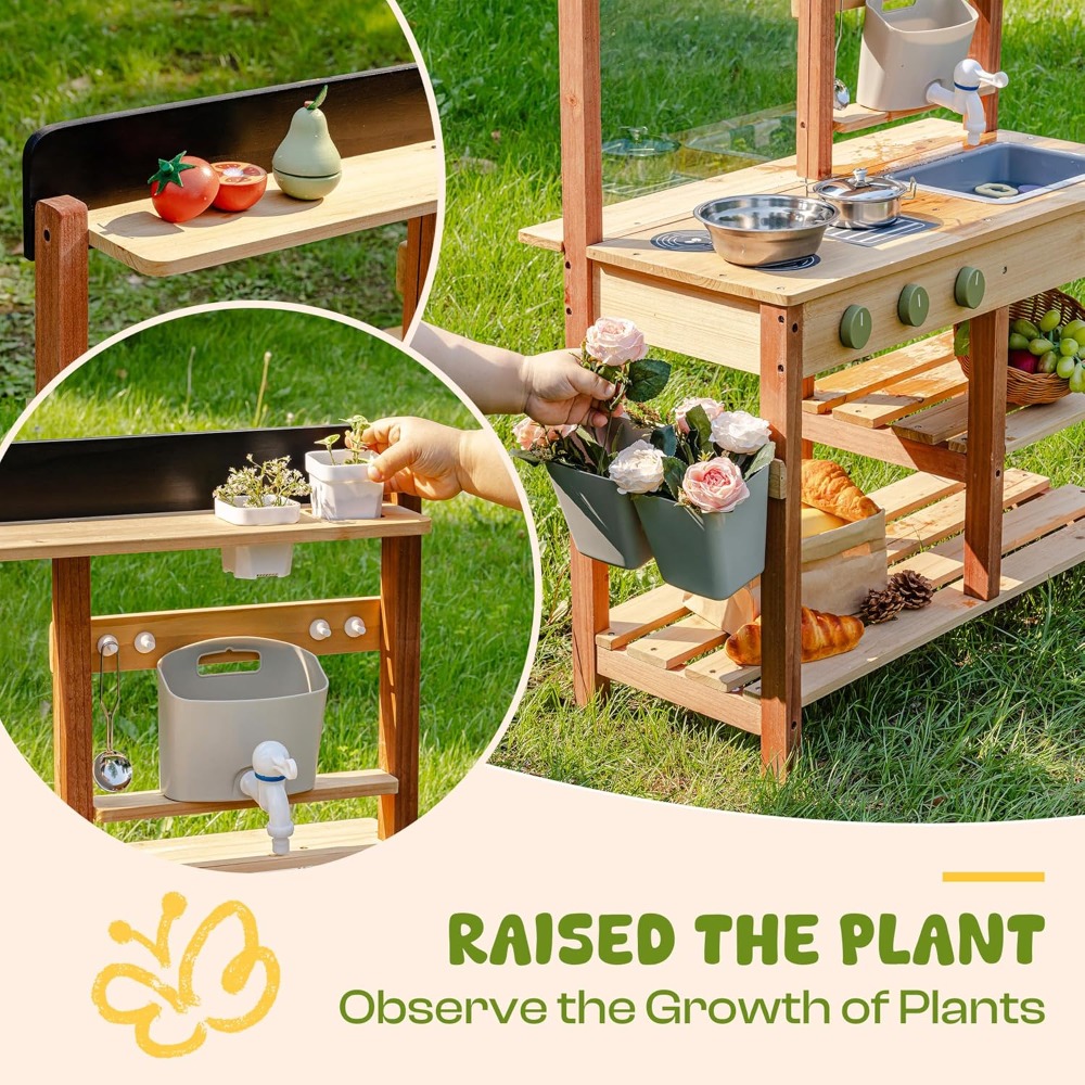 US Shipping Wooden Mud Kitchen - Kids Outdoor Wooden Playset recension och pris