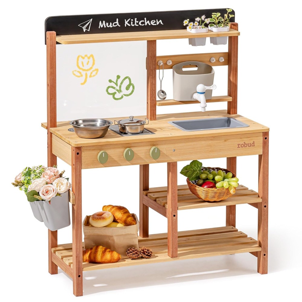 US Shipping Wooden Mud Kitchen - Kids Outdoor Wooden Playset recension och pris