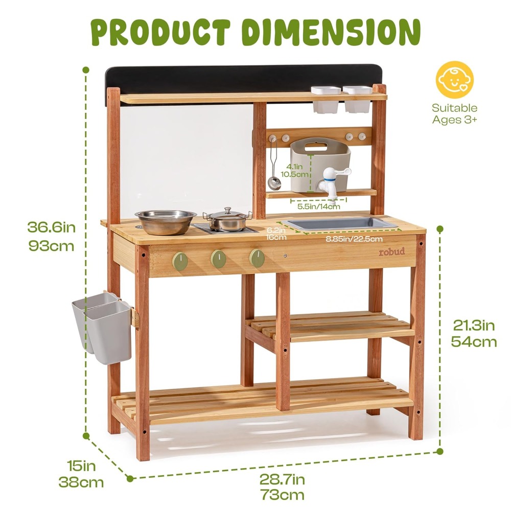 US Shipping Wooden Mud Kitchen - Kids Outdoor Wooden Playset recension och pris