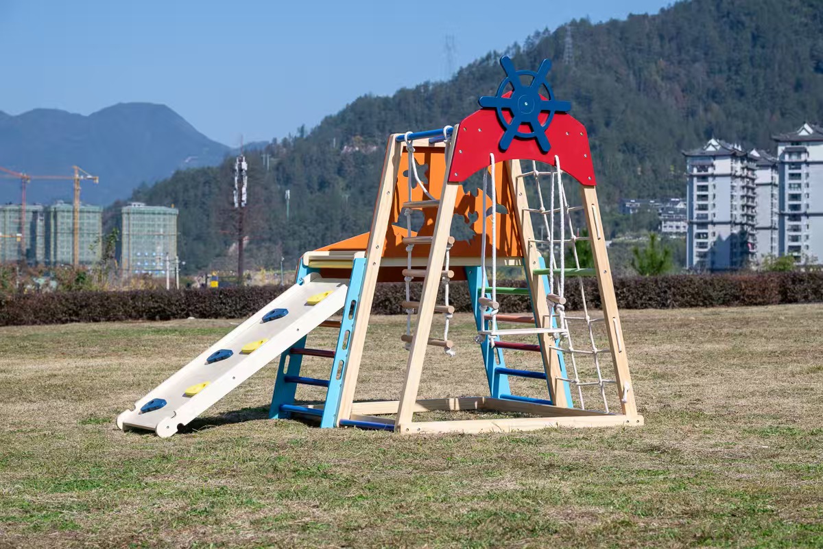 Large Solid Wood Climbing Fram - Kids Outdoor Wooden Playset recension och pris