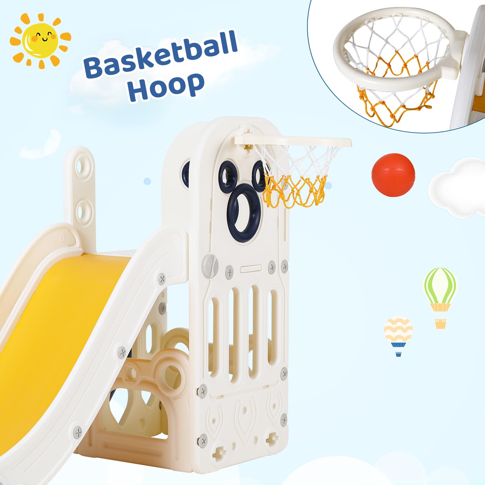 6 in 1 Toddler Slide Playset,  - Kids Outdoor Basketball recension och pris