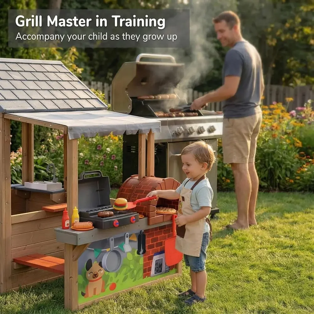 Kids Outdoor Wooden Playhouse, - Kids Outdoor Wooden Playset recension och pris
