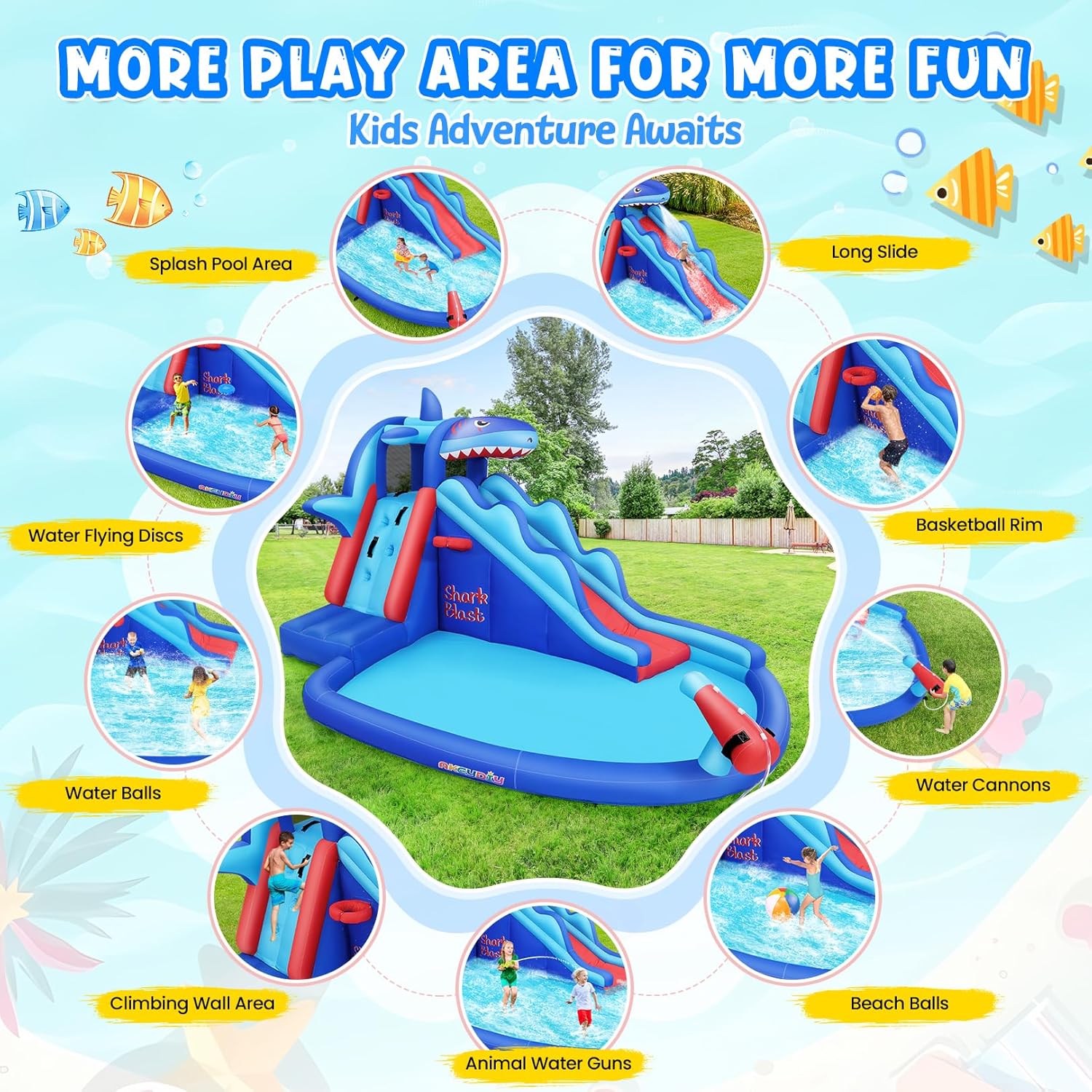 Shark-Themed Inflatable Water  - Kids Outdoor Climbing recension och pris