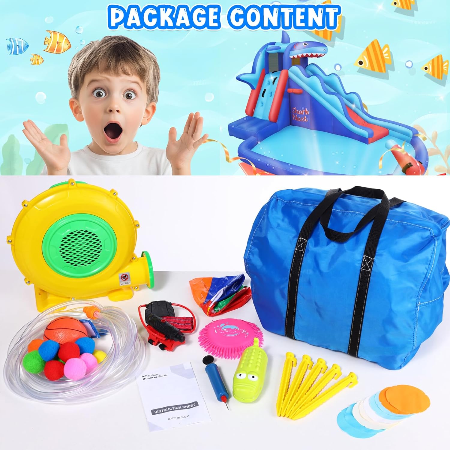 Shark-Themed Inflatable Water  - Kids Outdoor Climbing recension och pris