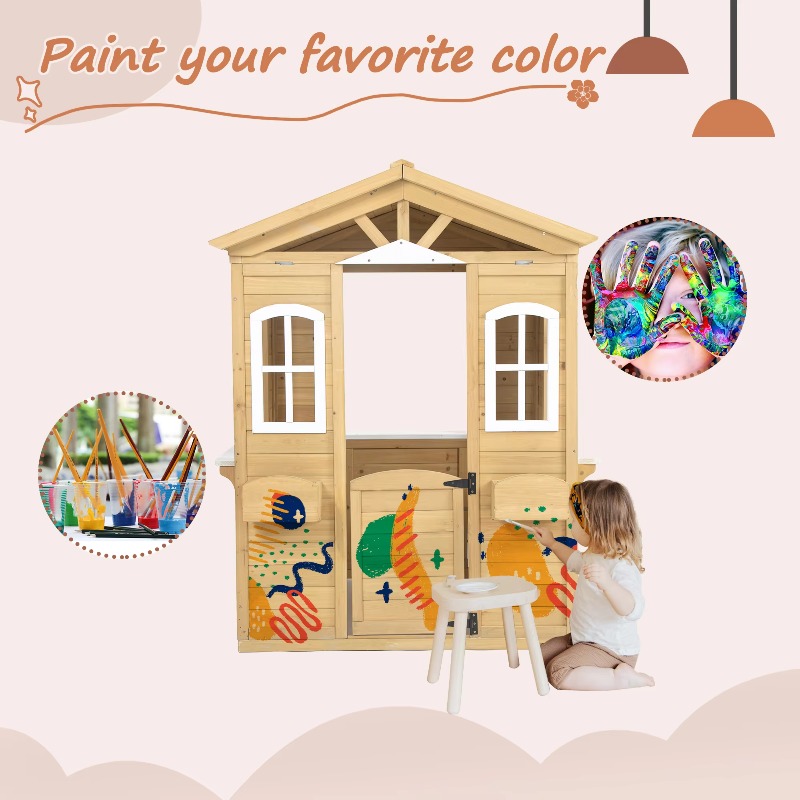 Modern Classic Solid Wood Play - Kids Outdoor Playhouse recension och pris