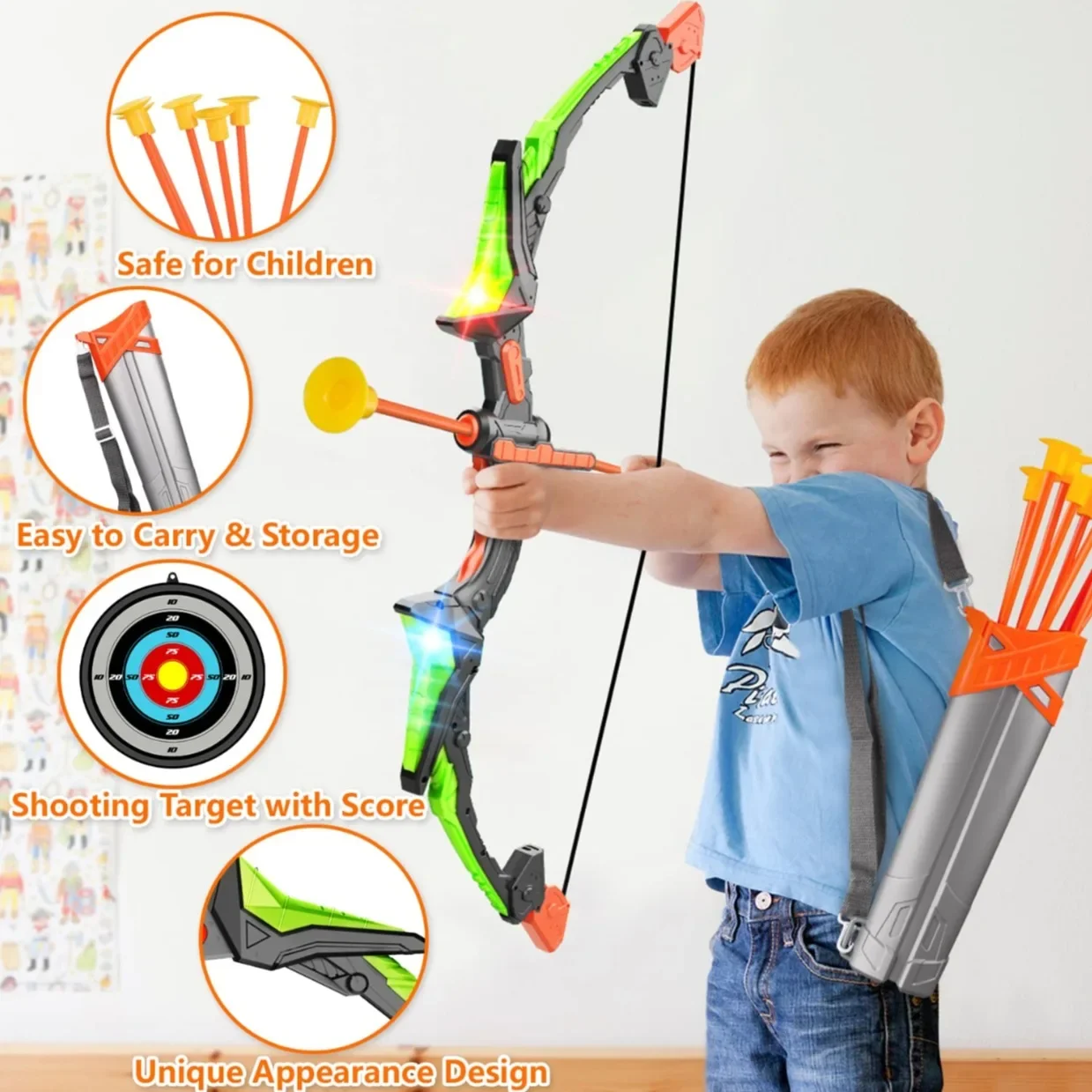 Bow and Arrow Set Light Up Arc - Kids Outdoor Archery Set recension och pris