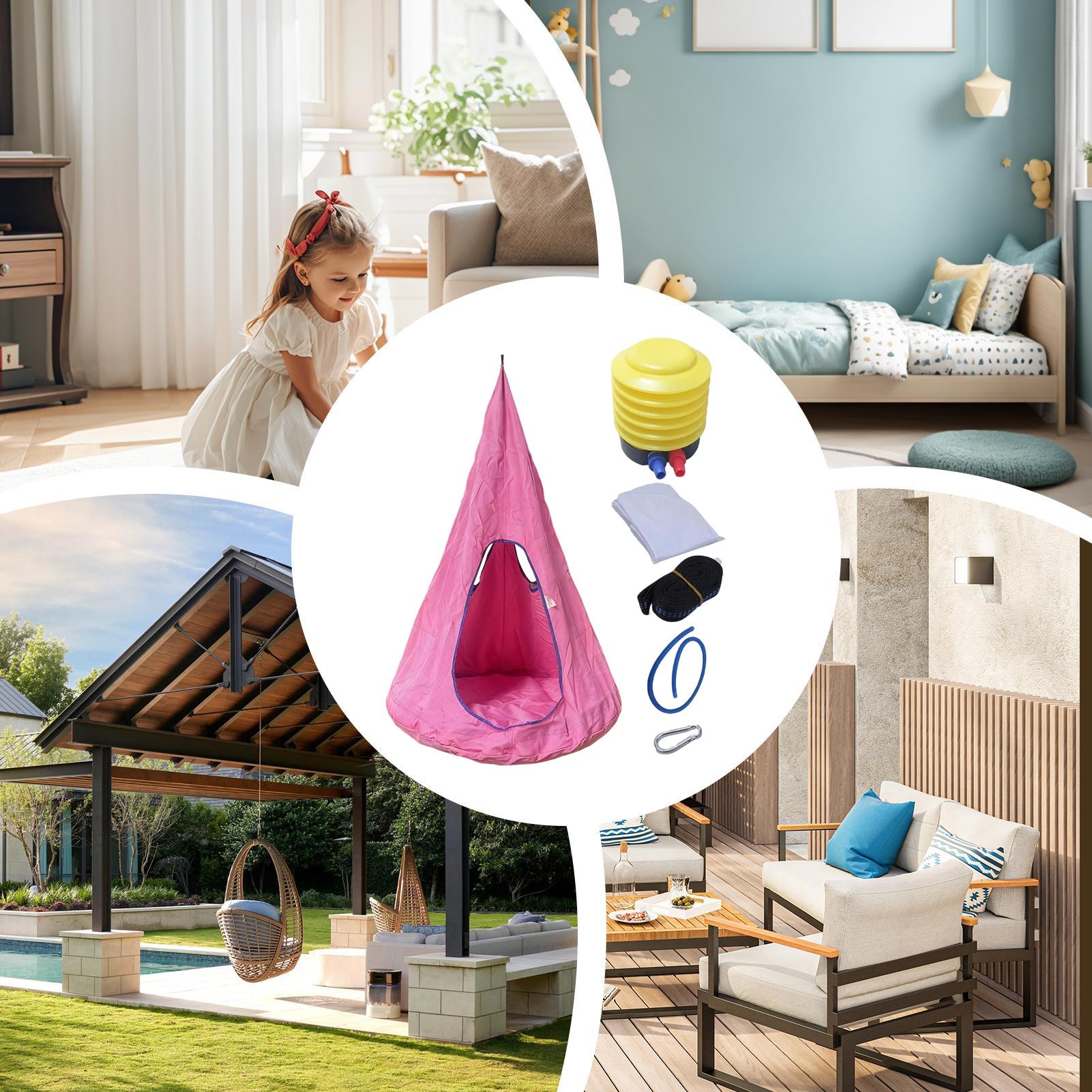 Kids Pod Swing Seat With Cushi - Kids Outdoor Nest Swing recension och pris