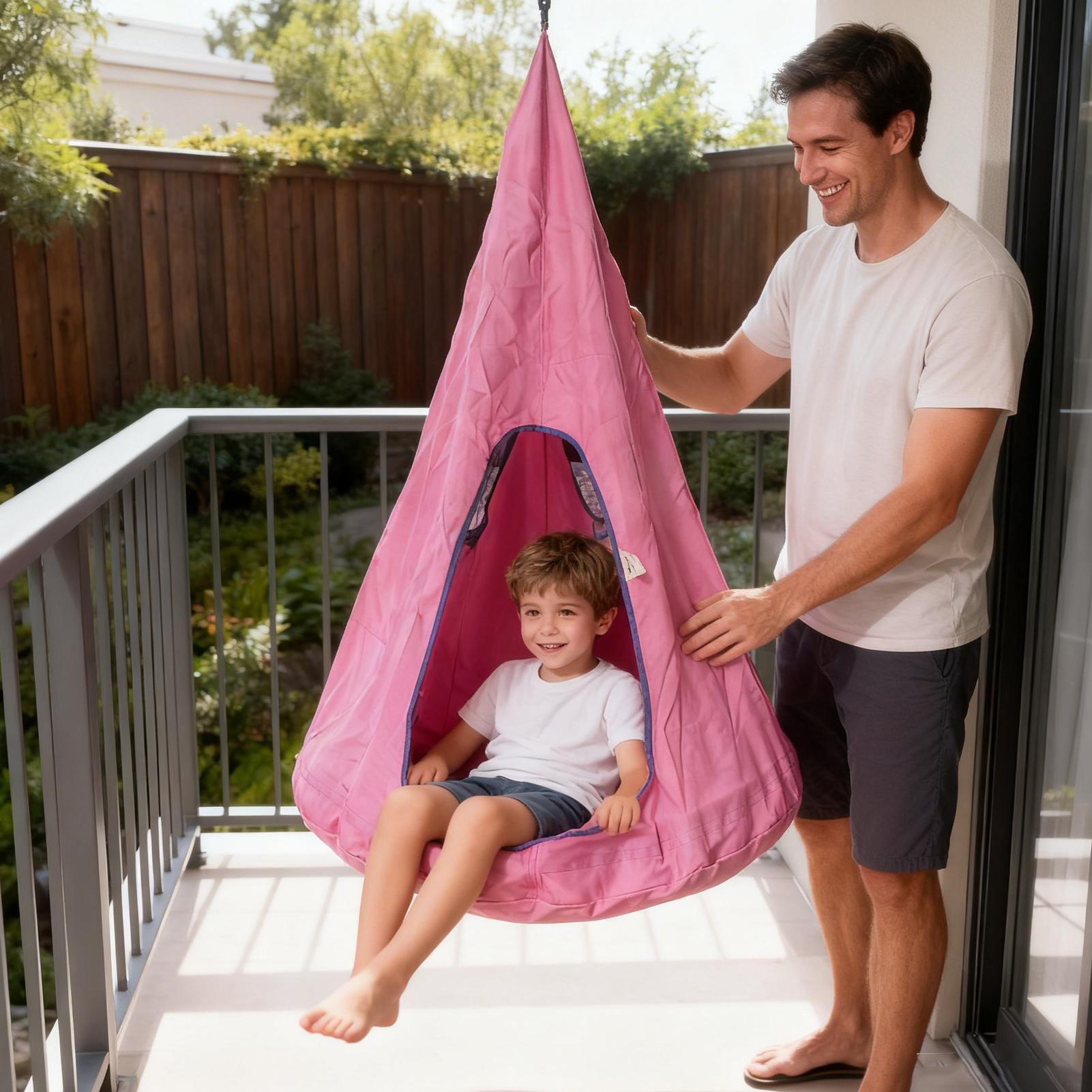 Kids Pod Swing Seat With Cushi - Kids Outdoor Nest Swing recension och pris