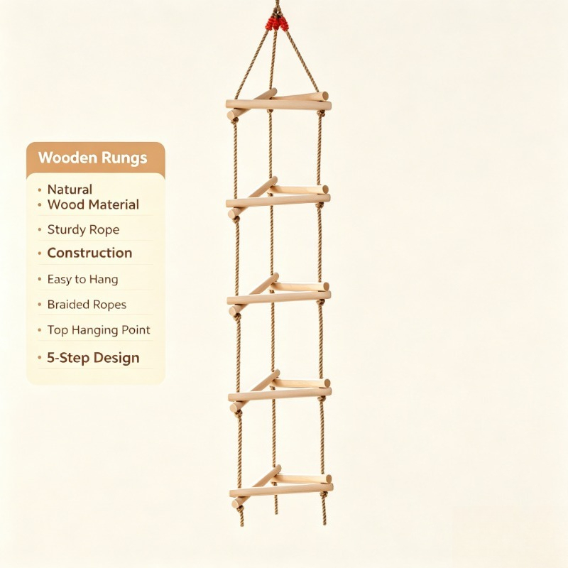 5 Rungs Single Head Wooden Tri - Kids Outdoor Ladder recension och pris