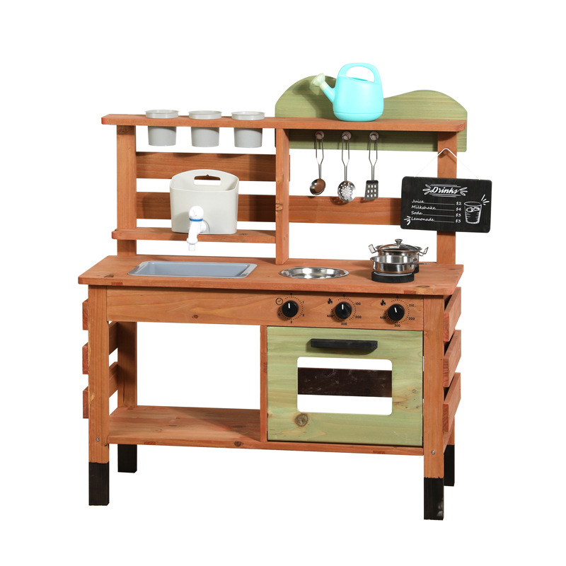 Kids Wooden Playhouse Toy with - Kids.Outdoor Utensils recension och pris